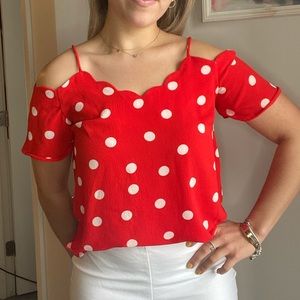 Red and white Polka dot shirt